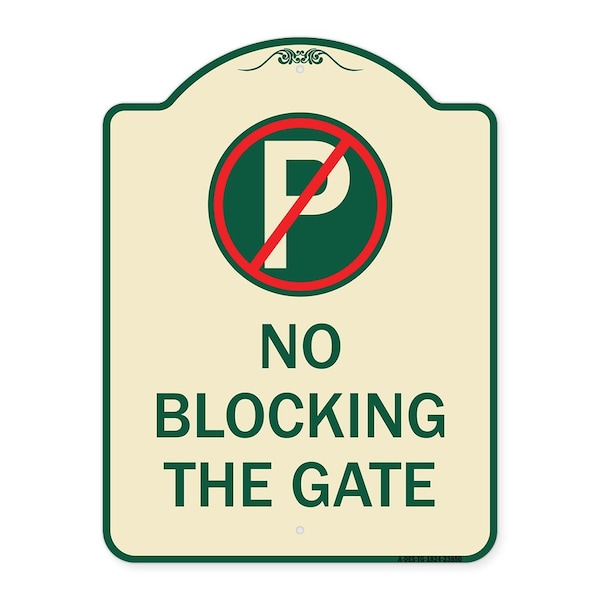 Signmission No Blocking the Gate with Graphic Heavy-Gauge Aluminum Architectural Sign, 24" x 18", TG-1824-23850 A-DES-TG-1824-23850 - main